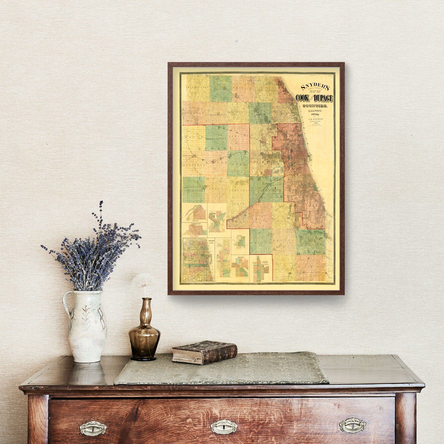 Vintage Map of Dupage County, Illinois 1890