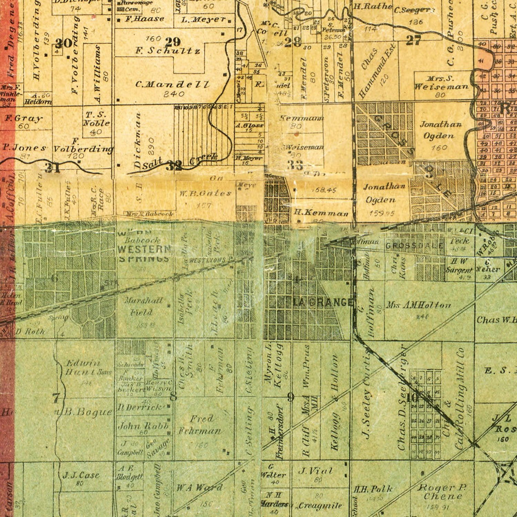 Vintage Map of Dupage County, Illinois 1890