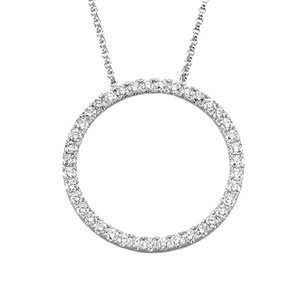 14K White Gold 1 CTW Natural Diamond Circle 18" Necklace
