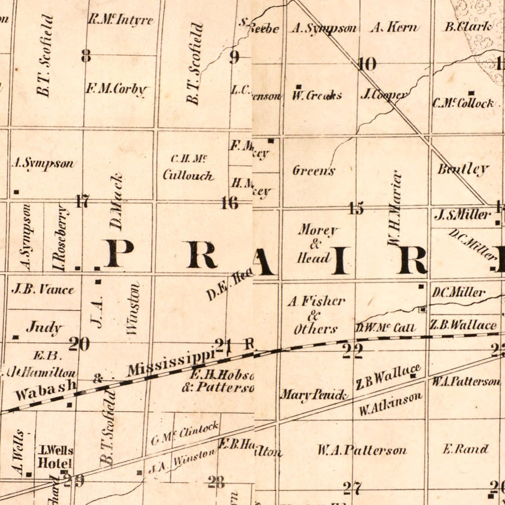 Vintage Map of Hancock County, Illinois 1859