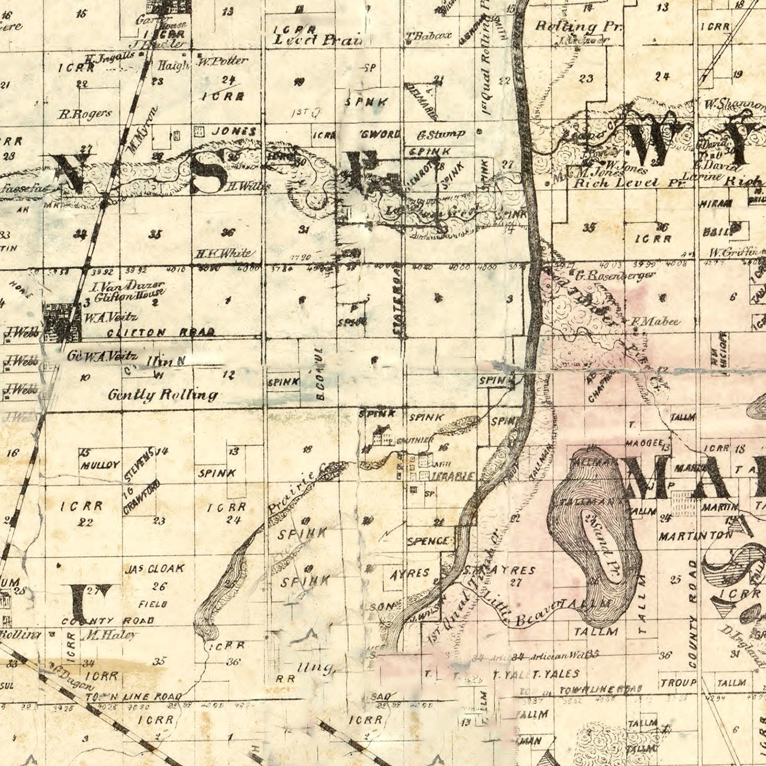 Vintage Map of Iroquois County, Illinois 1860