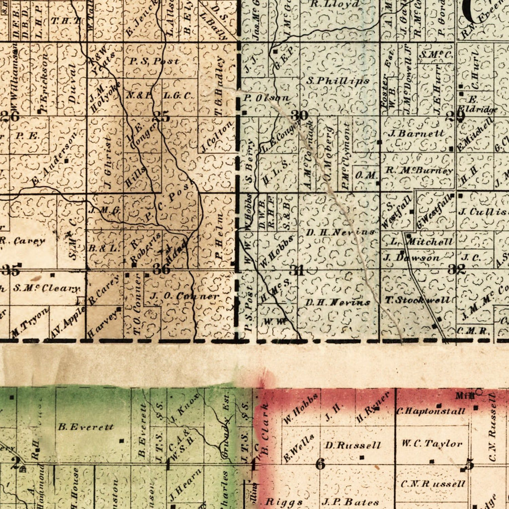 Vintage Map of Knox County, Illinois 1861