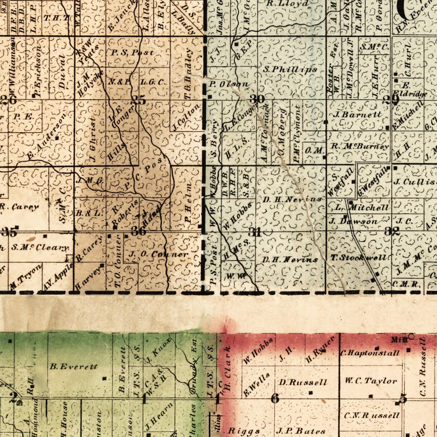 Vintage Map of Knox County, Illinois 1861