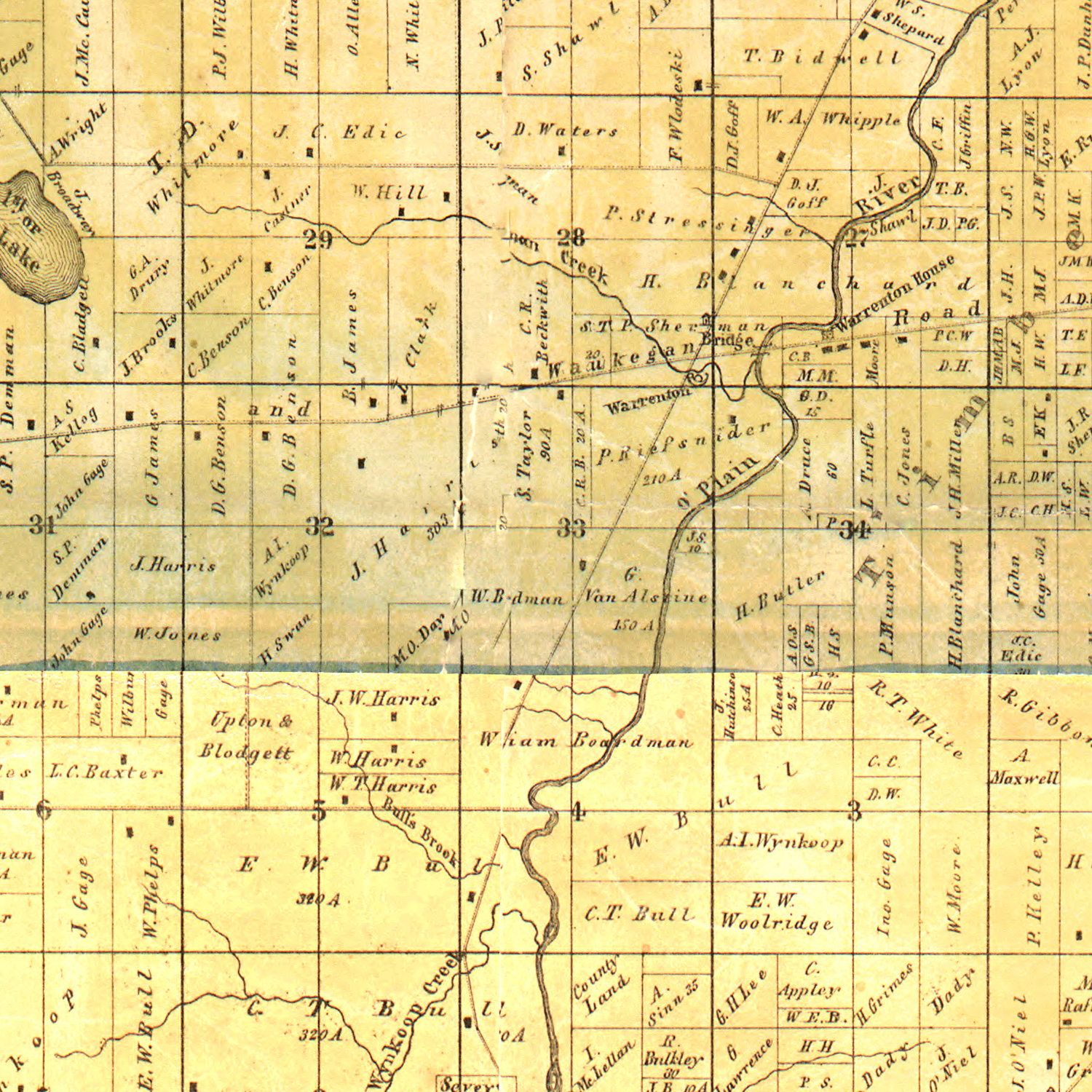 Vintage Map of Lake County, Illinois 1861