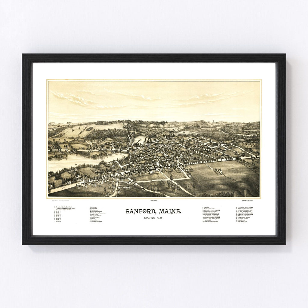 Vintage Map of Sanford, Maine 1889