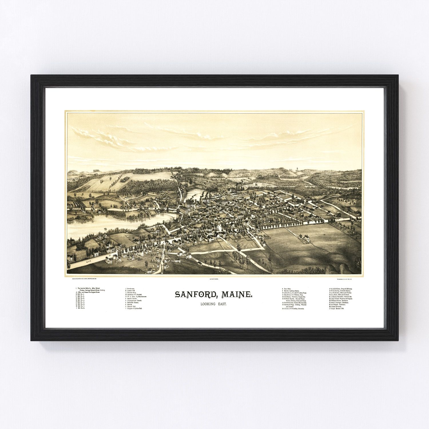 Vintage Map of Sanford, Maine 1889