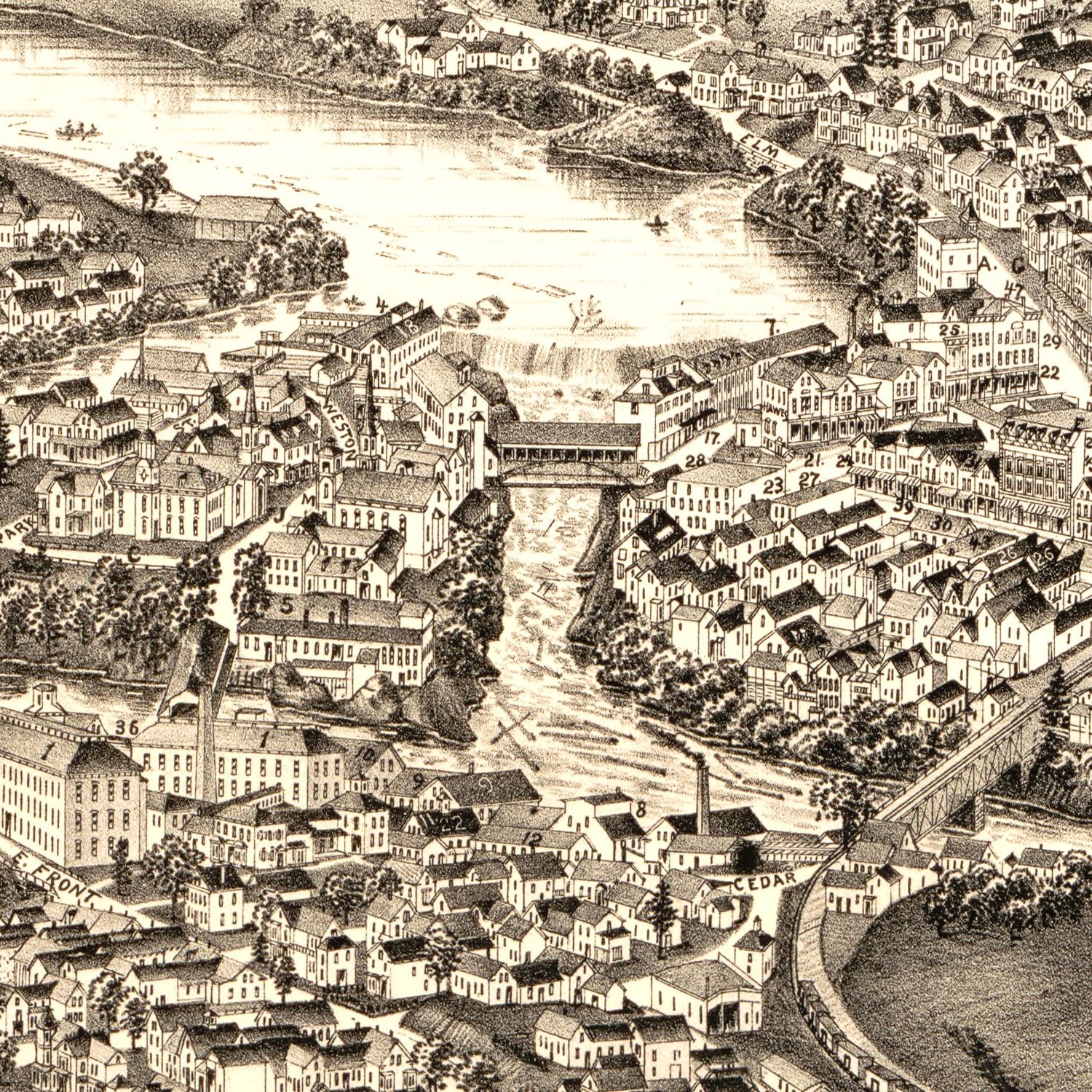 Vintage Map of Skowhegan, Maine 1892