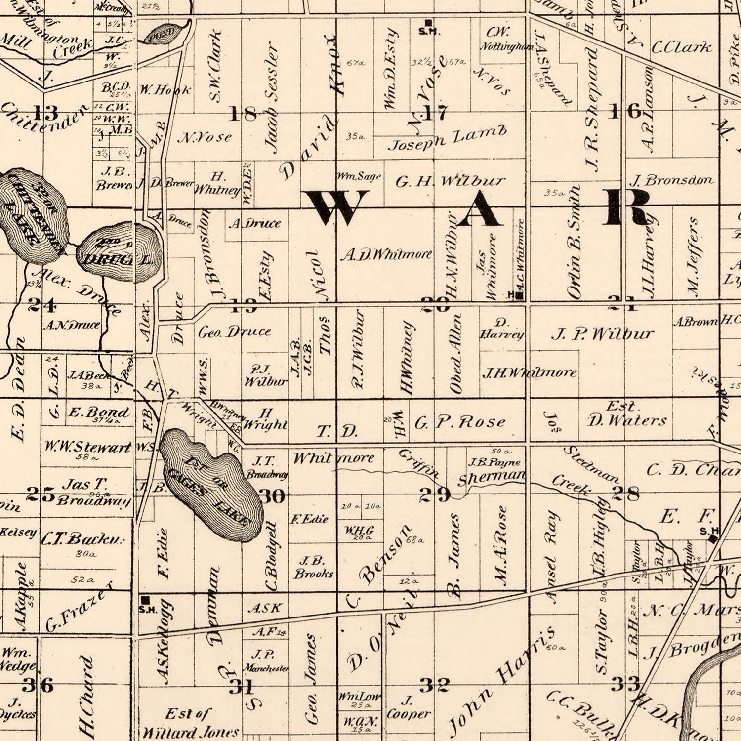 Vintage Map of Lake County, Illinois 1873