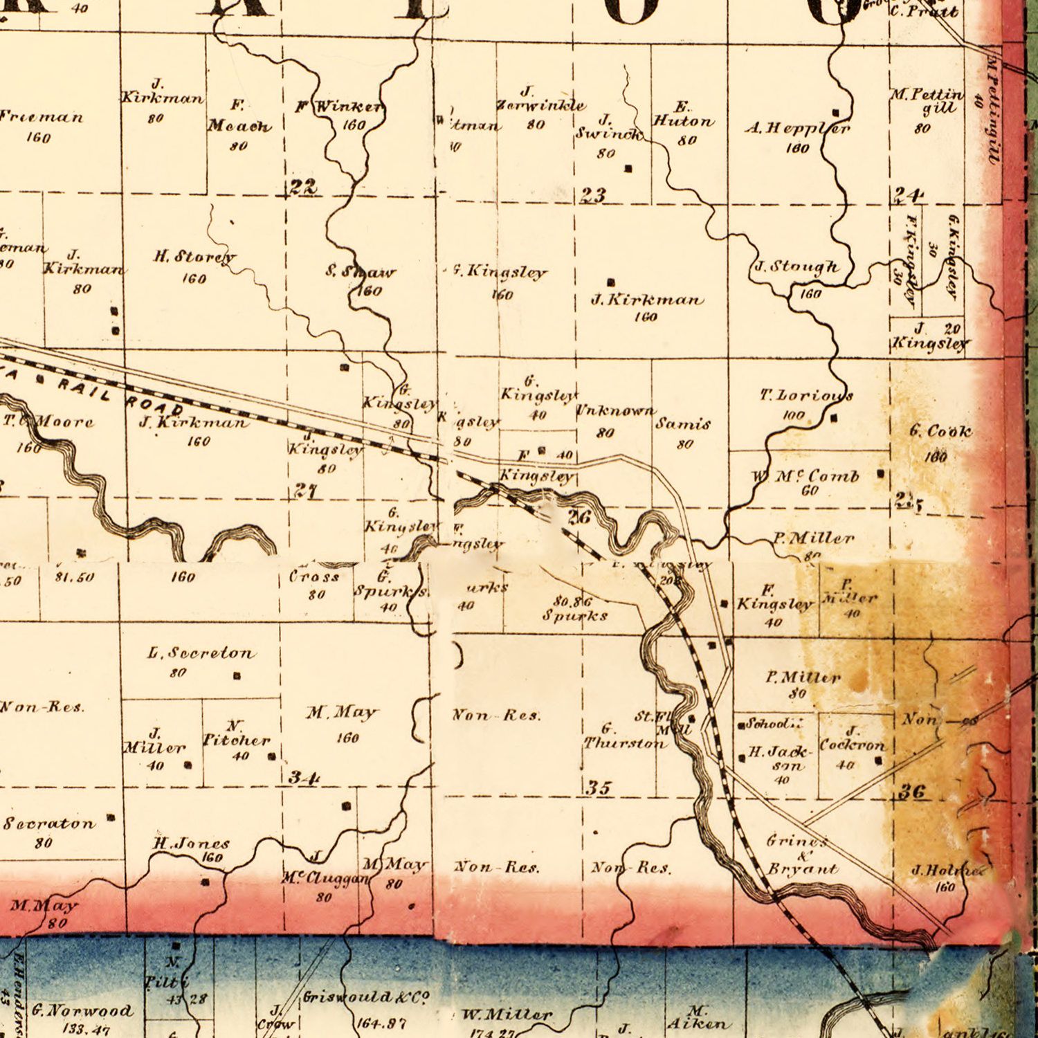 Vintage Map of Peoria County, Illinois 1861