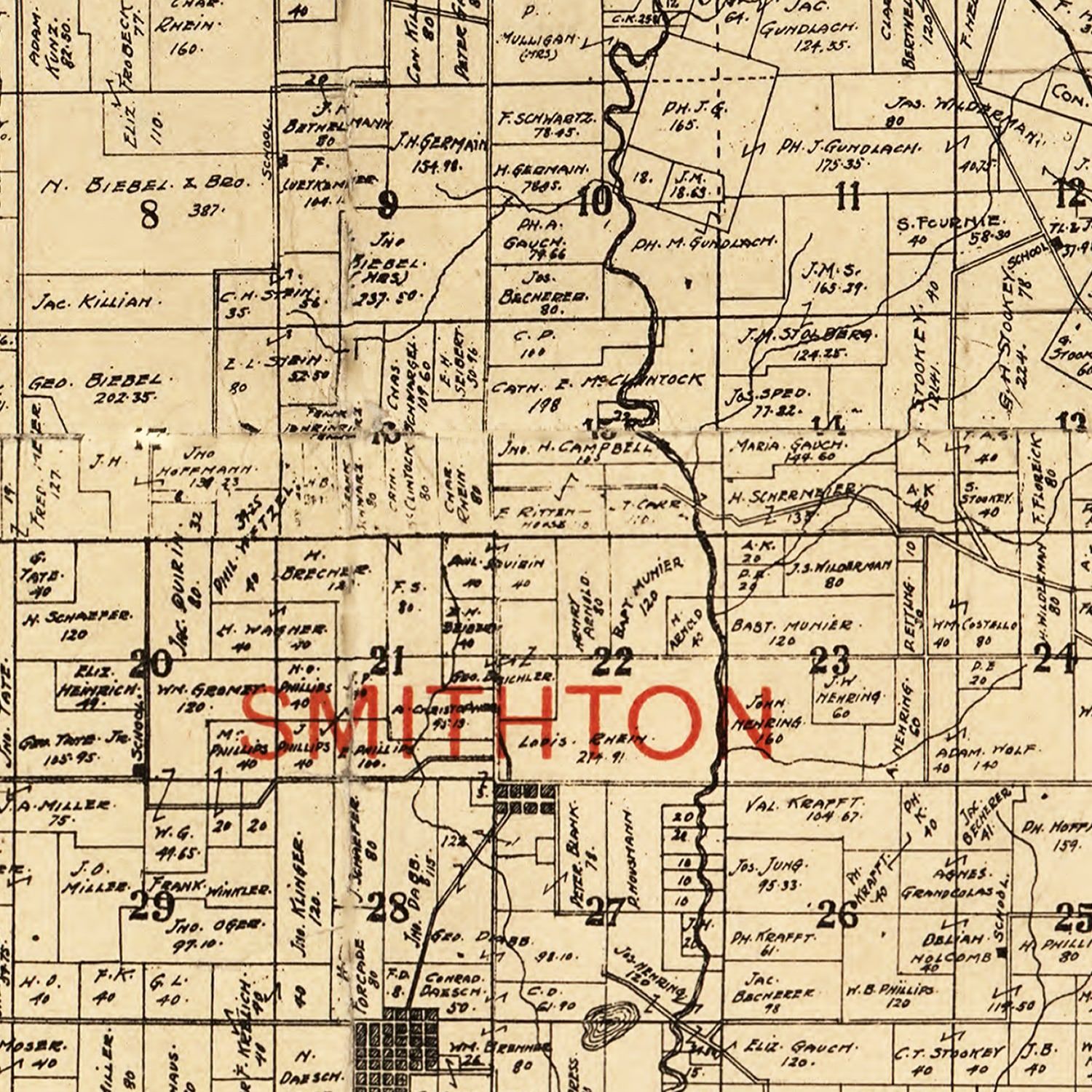 Vintage Map of St Clair County, Illinois 1899