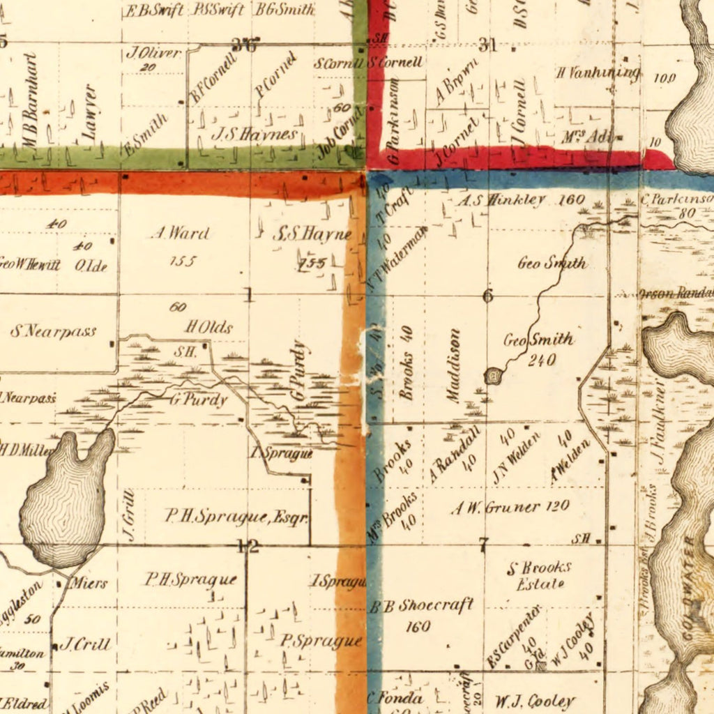 Vintage Map of Branch County, Michigan 1858