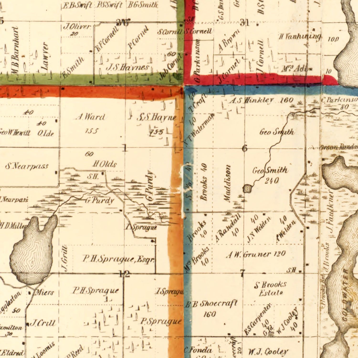 Vintage Map of Branch County, Michigan 1858