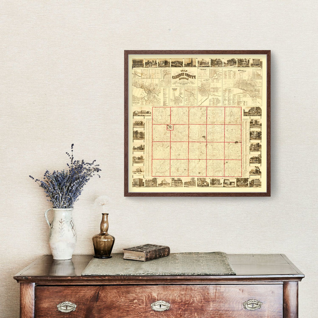 Vintage Map of Calhoun County, Michigan 1858
