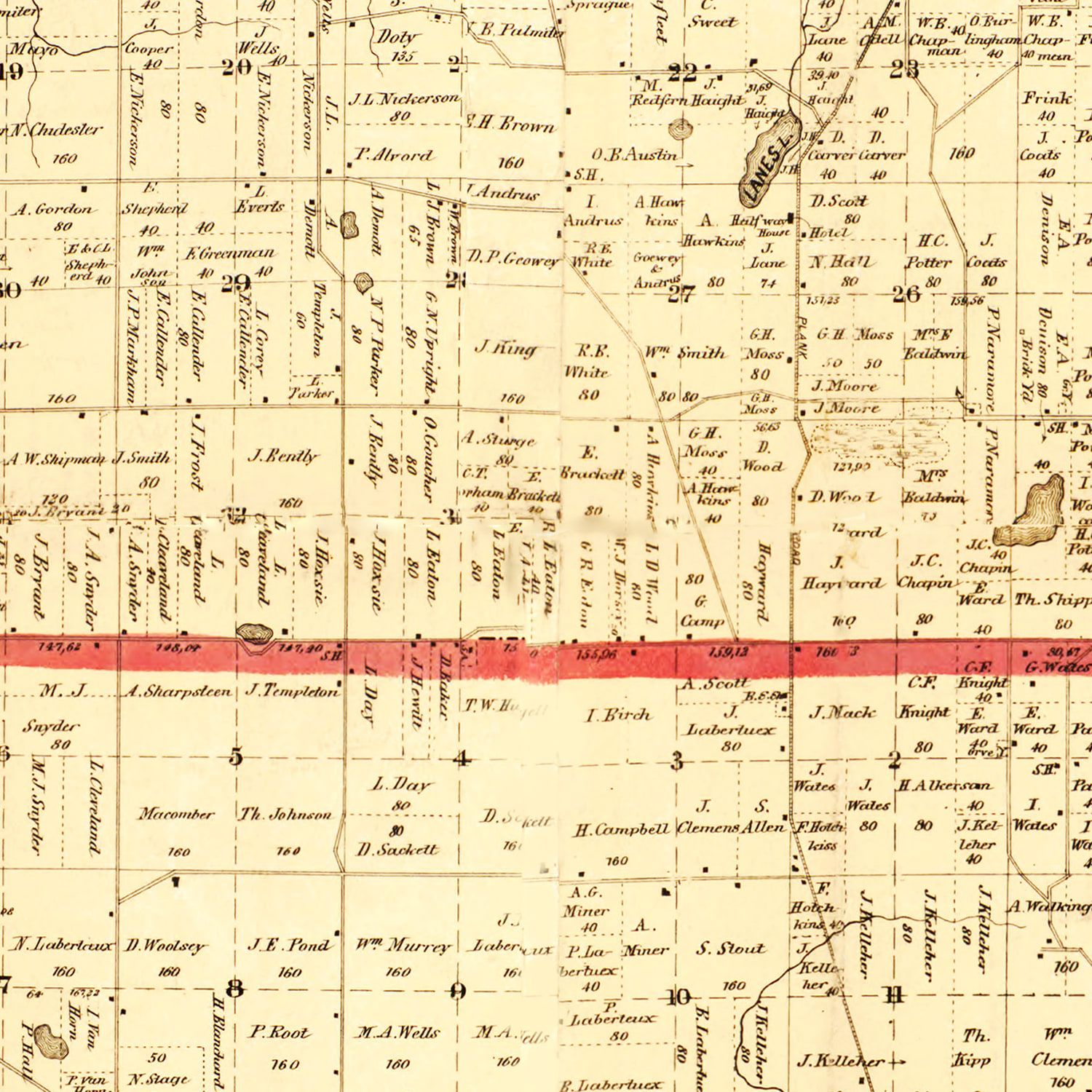Vintage Map of Calhoun County, Michigan 1858