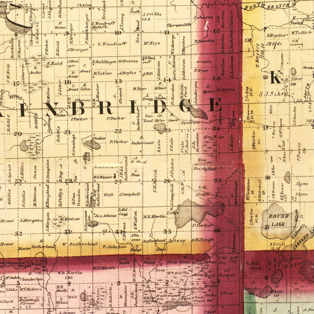 Vintage Map of Cass County, Michigan 1860