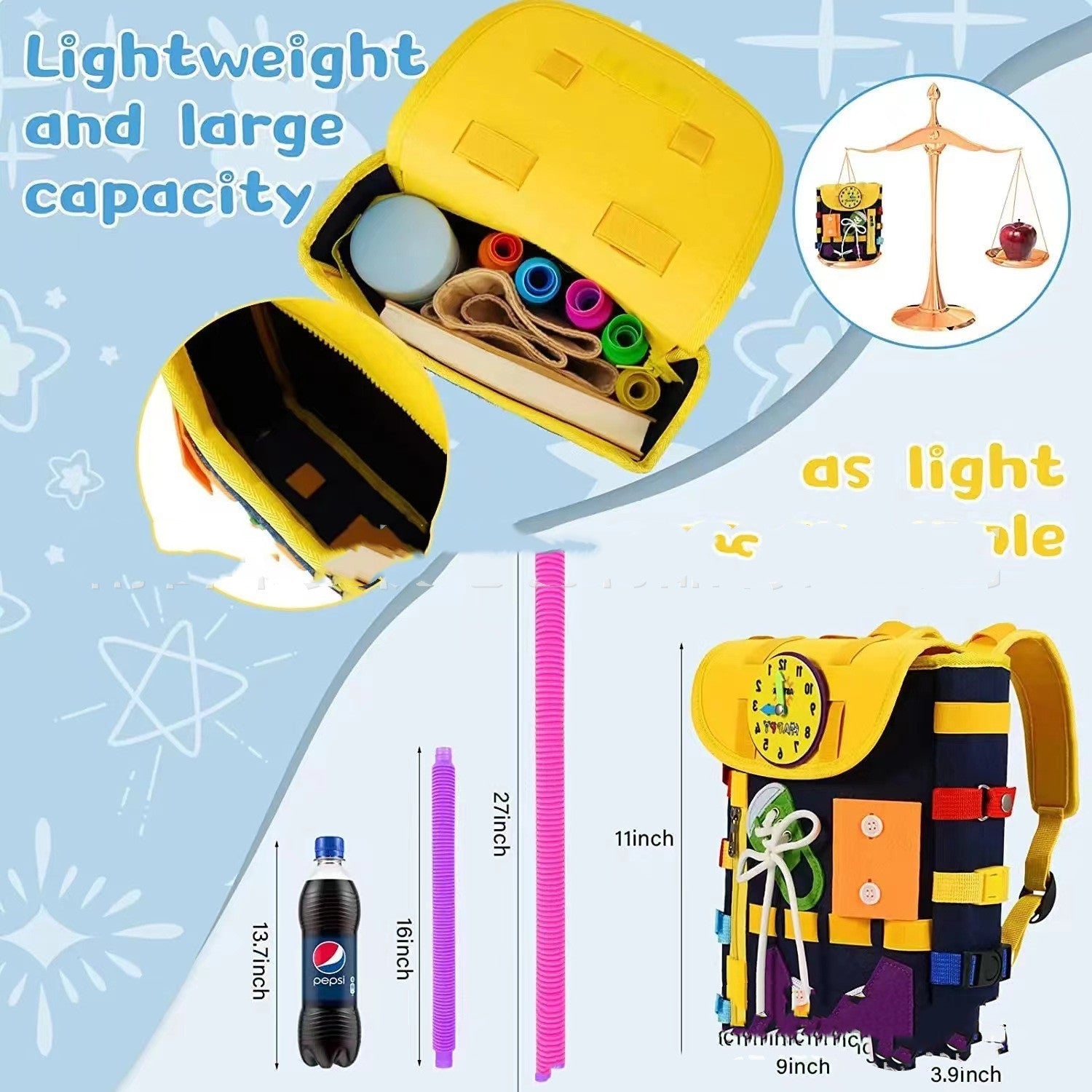 Toddler Busy Board Backpack – Educational Activity Toy