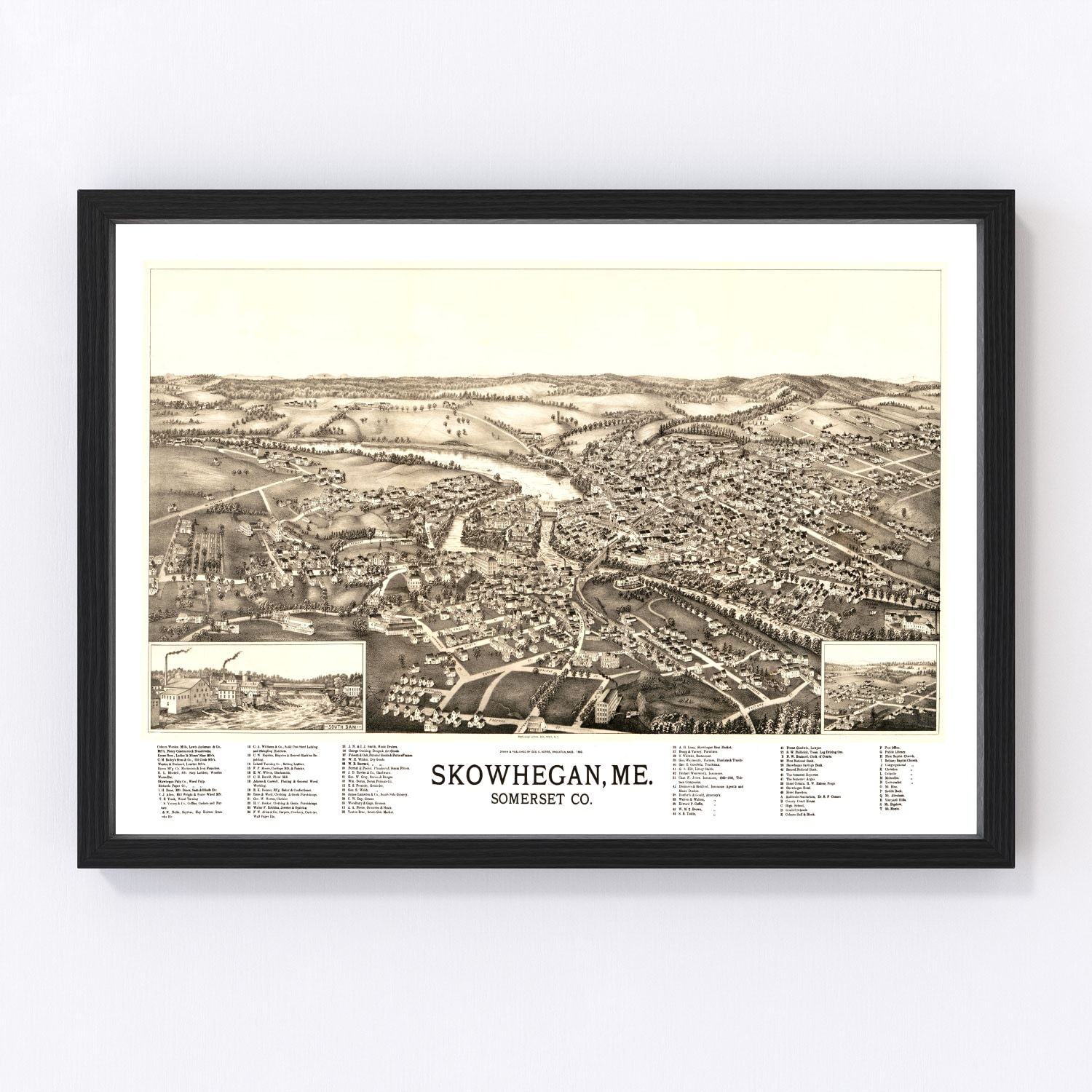 Vintage Map of Skowhegan, Maine 1892