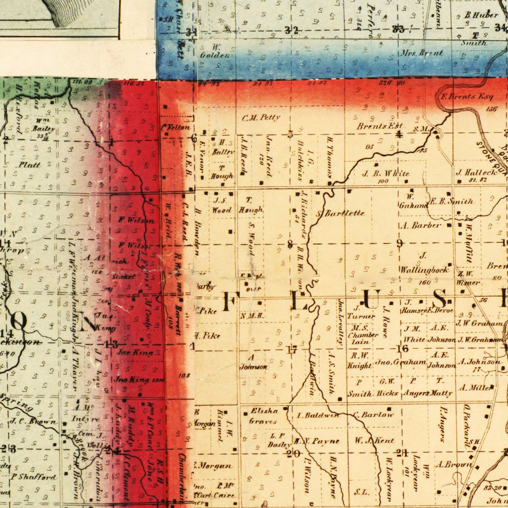 Vintage Map of Genessee County, Michigan 1859