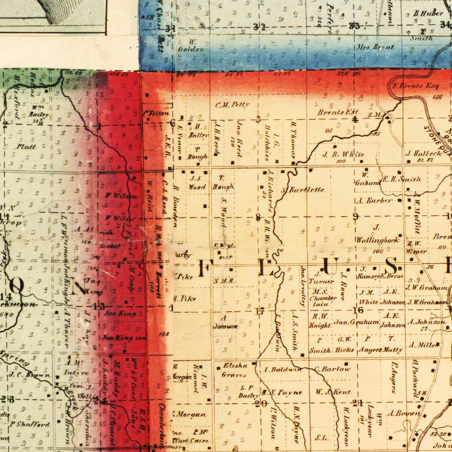 Vintage Map of Genessee County, Michigan 1859
