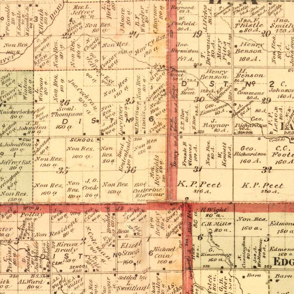 Vintage Map of Gratiot County, Michigan 1876