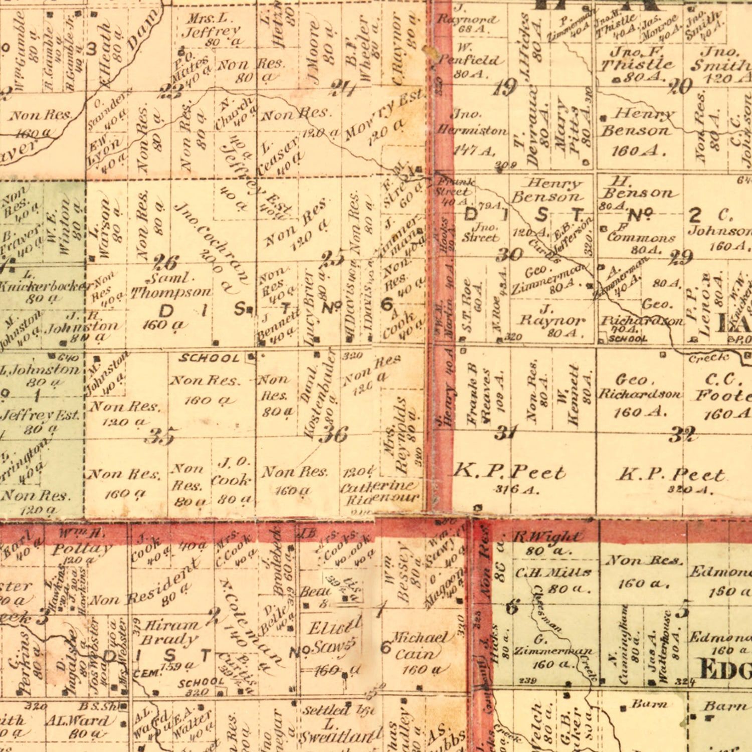 Vintage Map of Gratiot County, Michigan 1876