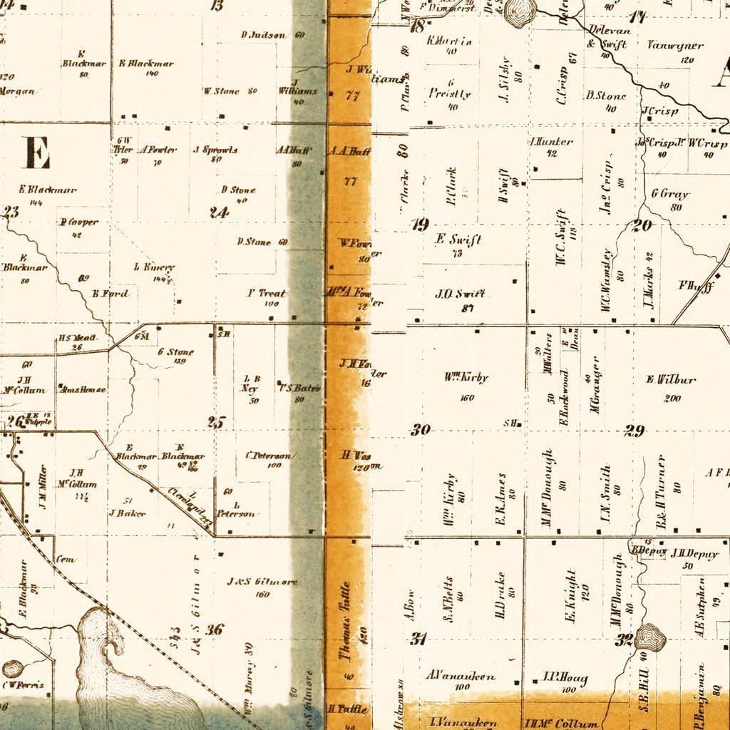 Vintage Map of Hillsdale County, Michigan 1857