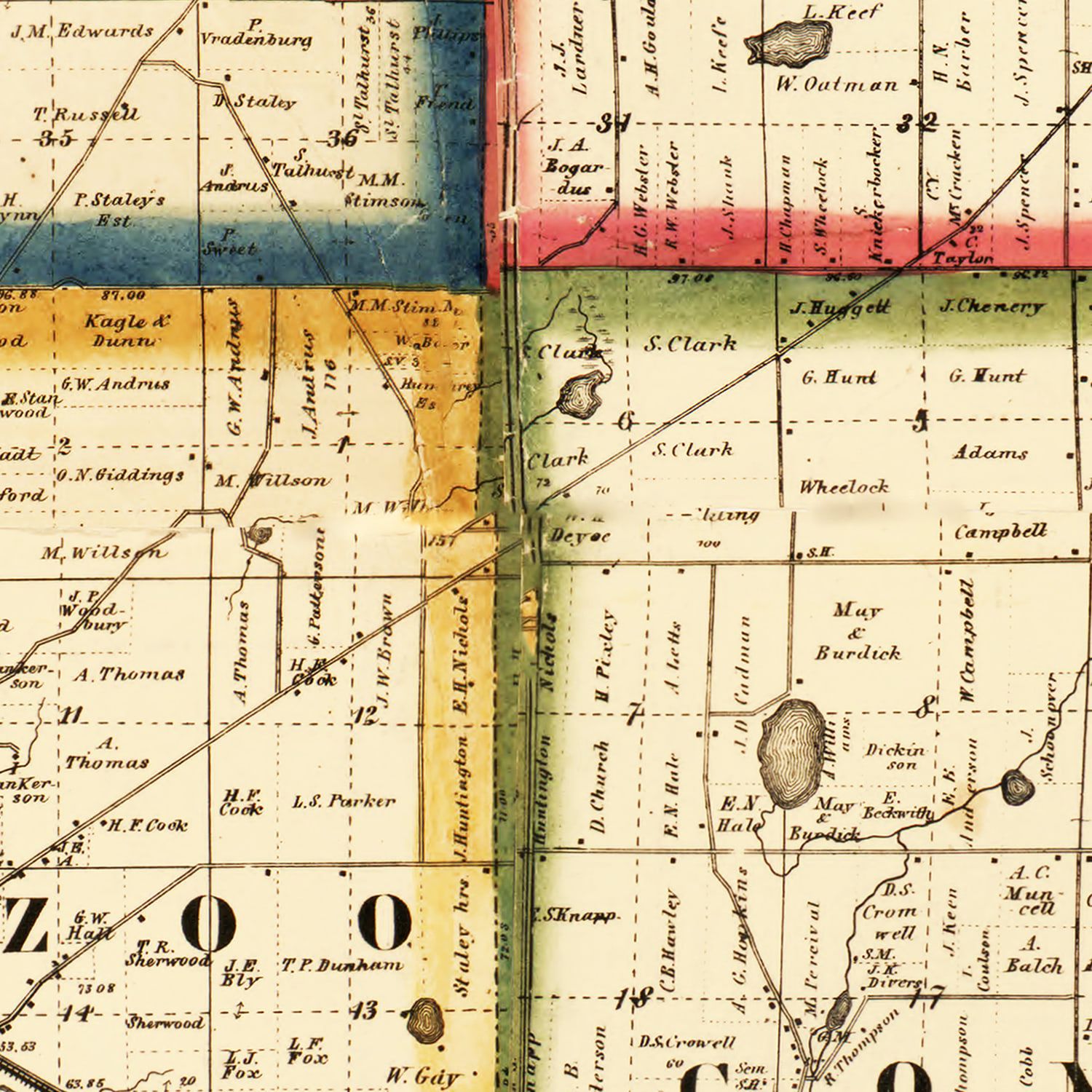 Vintage Map of Kalamazoo County, Michigan 1861
