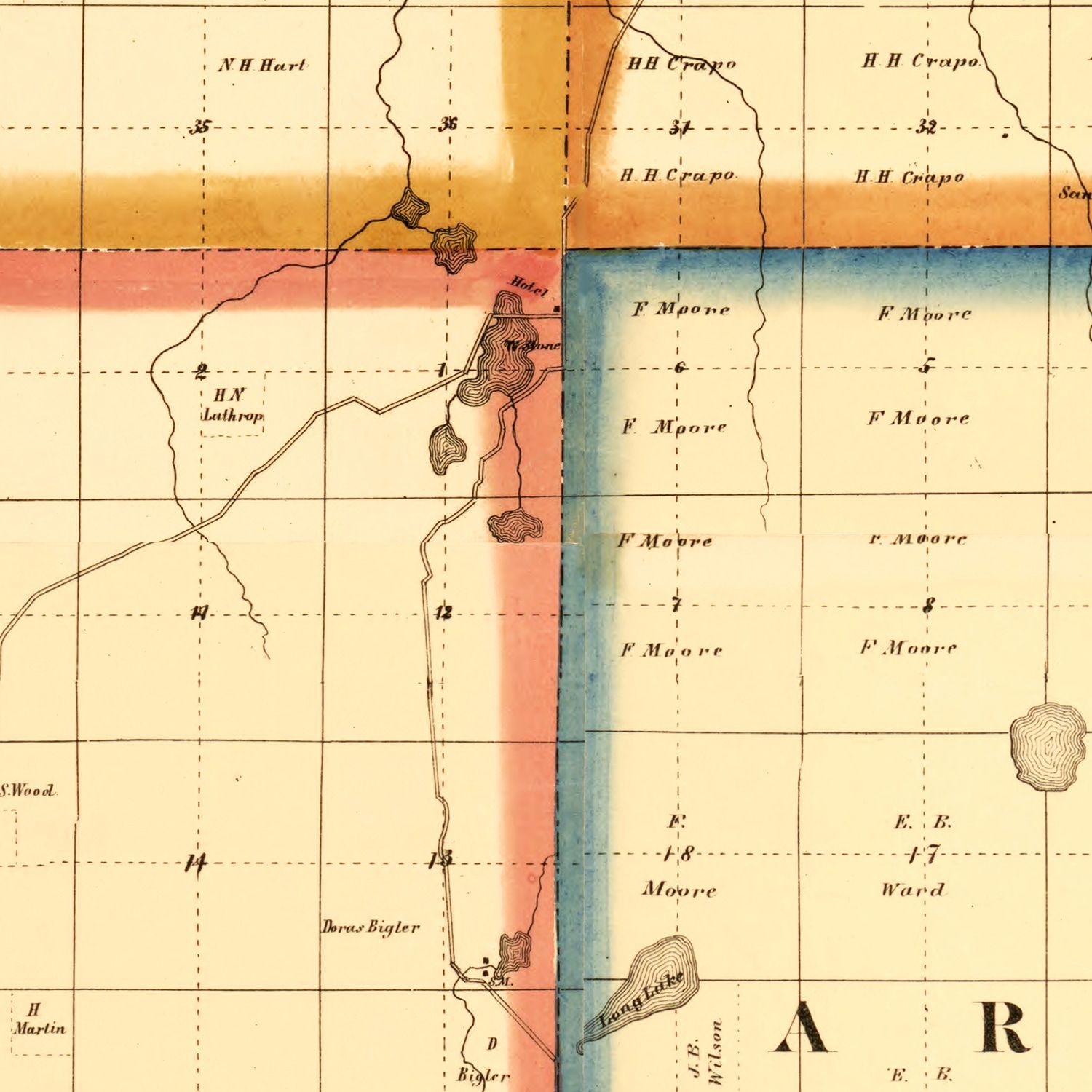 Vintage Map of Lapeer County, Michigan 1863