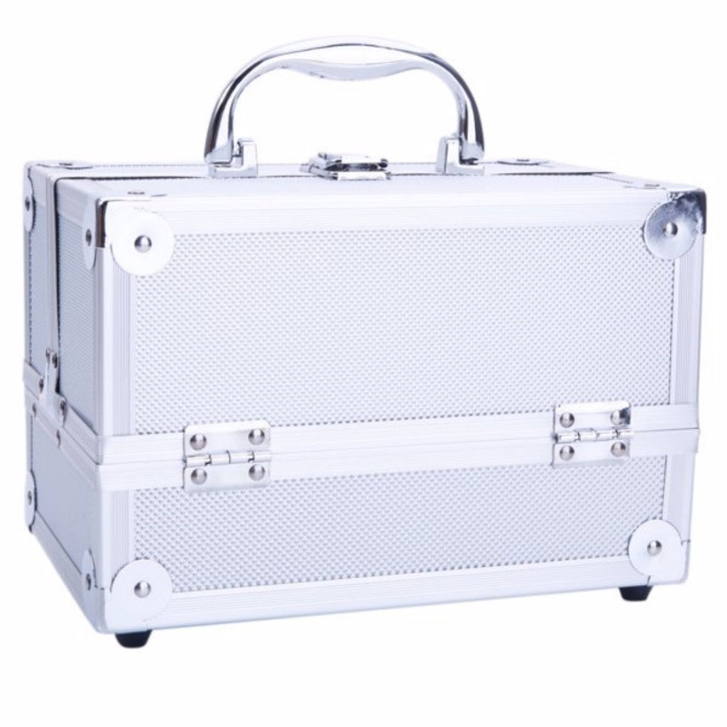 Portable Top-opening With Mirror, Aluminum Alloy, Silver Color, Makeup Box, SM-2176