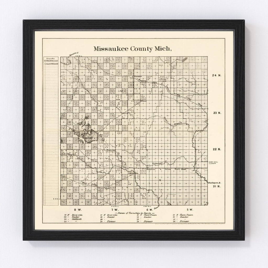 Vintage Map of Missaukee County, Michigan 1878
