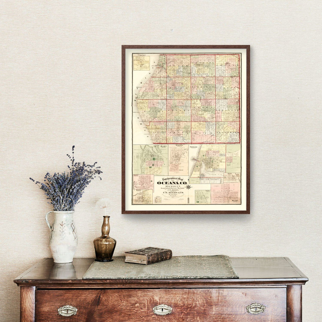 Vintage Map of Oceana County, Michigan 1876