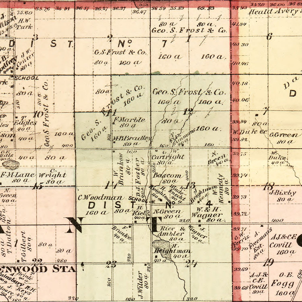 Vintage Map of Oceana County, Michigan 1876