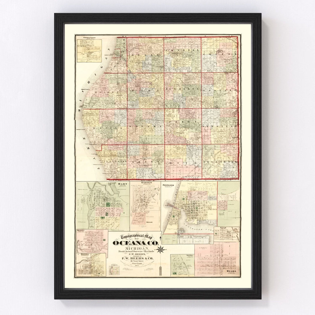 Vintage Map of Oceana County, Michigan 1876