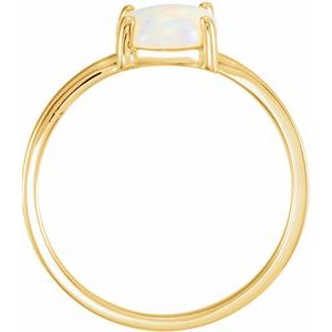 14K Yellow Gold 9x7 mm Oval Natural Opal Cabochon Ring