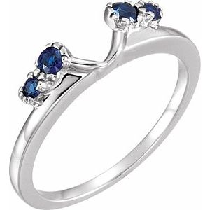 14K White Natural Blue Sapphire Wrap-Style Ring Enhancer