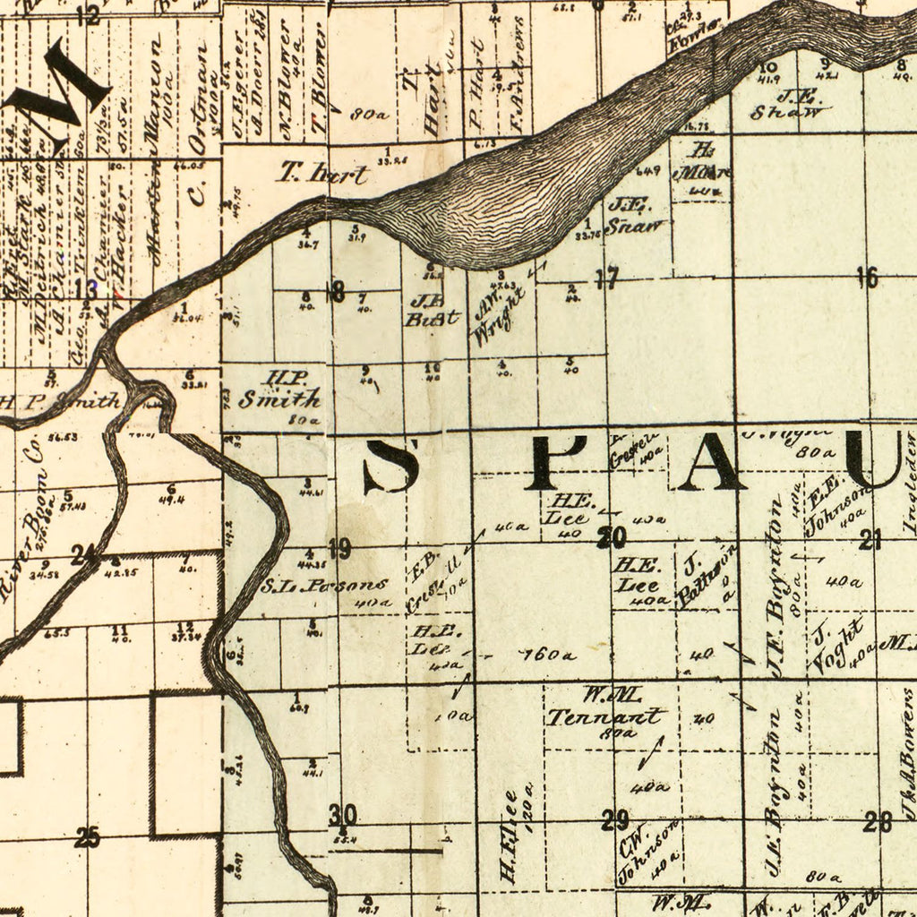 Vintage Map of Saginaw County, Michigan 1890