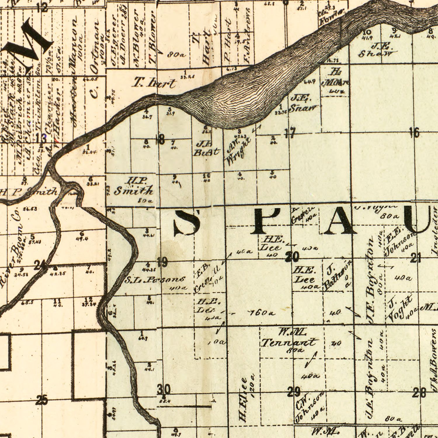 Vintage Map of Saginaw County, Michigan 1890