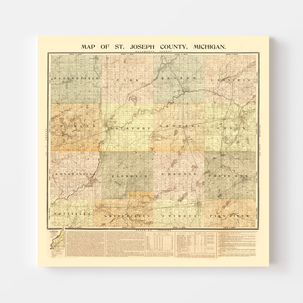 Vintage Map of St. Joseph County, Michigan 1897