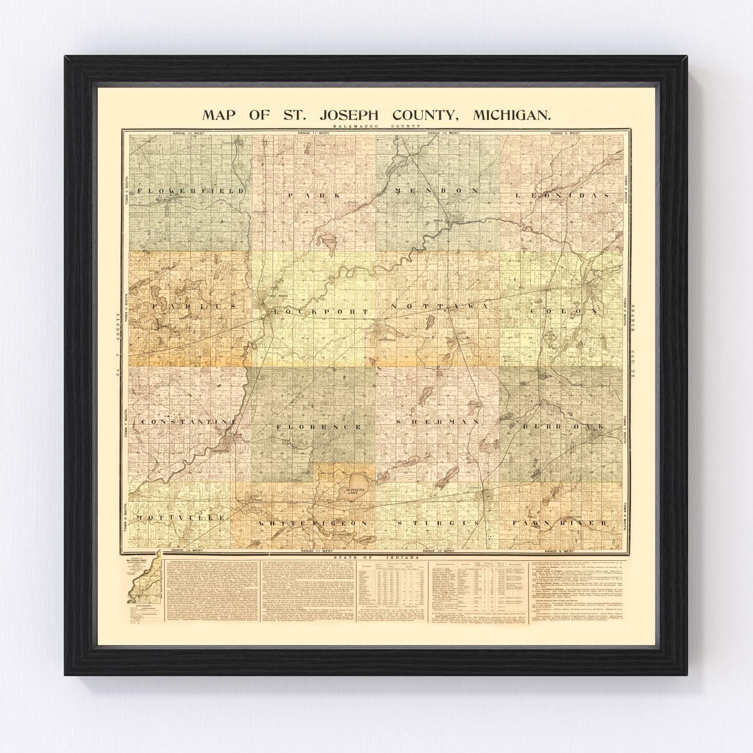 Vintage Map of St. Joseph County, Michigan 1897
