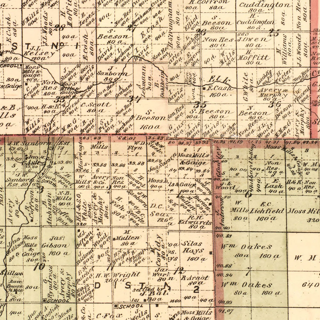 Vintage Map of Sanilac County, Michigan 1876
