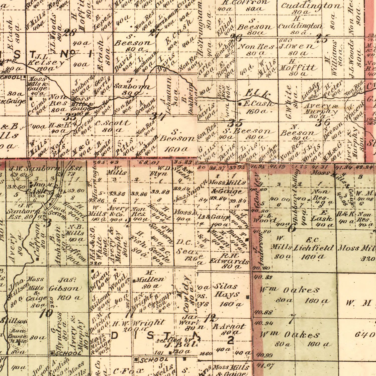 Vintage Map of Sanilac County, Michigan 1876