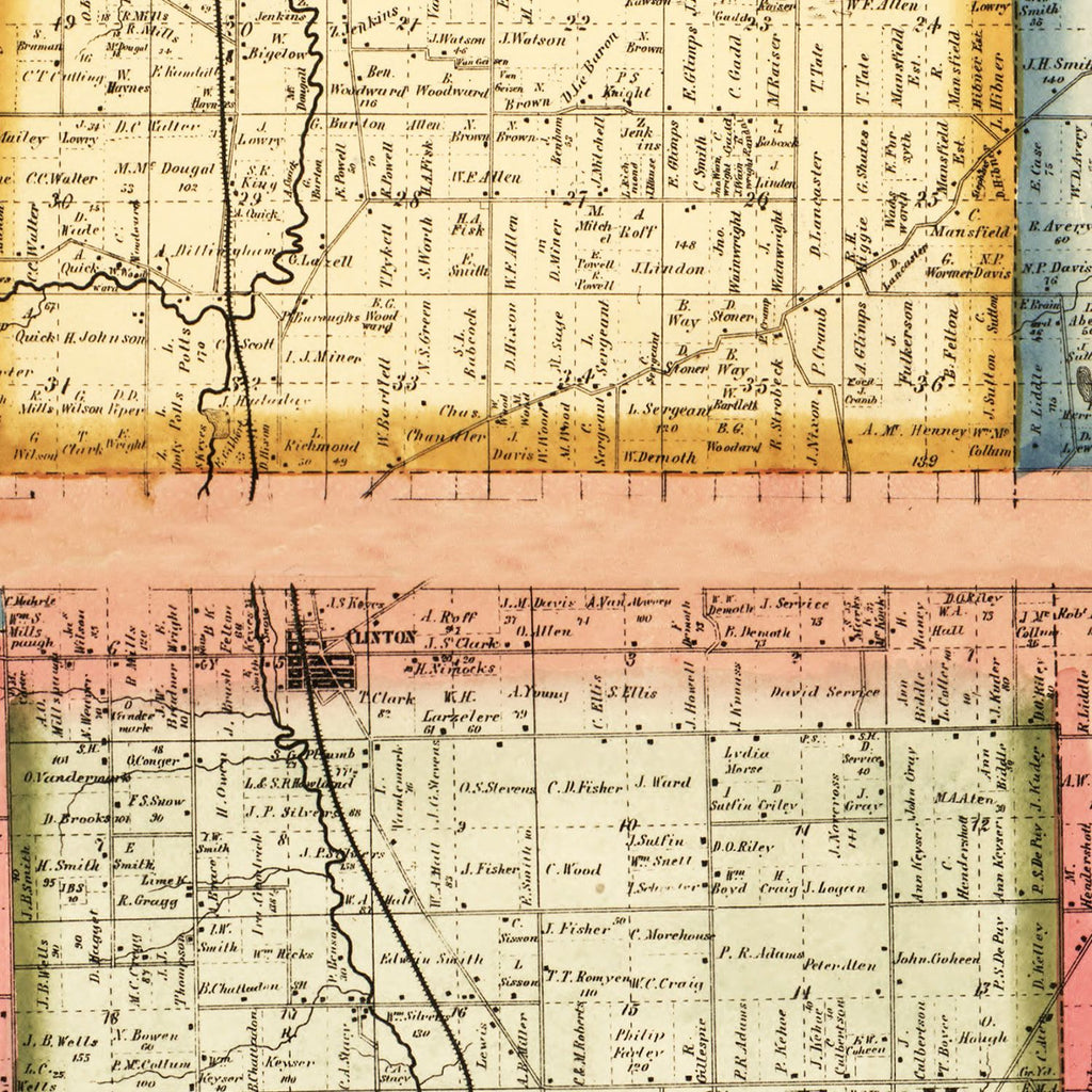 Vintage Map of Lenawee County, Michigan 1864