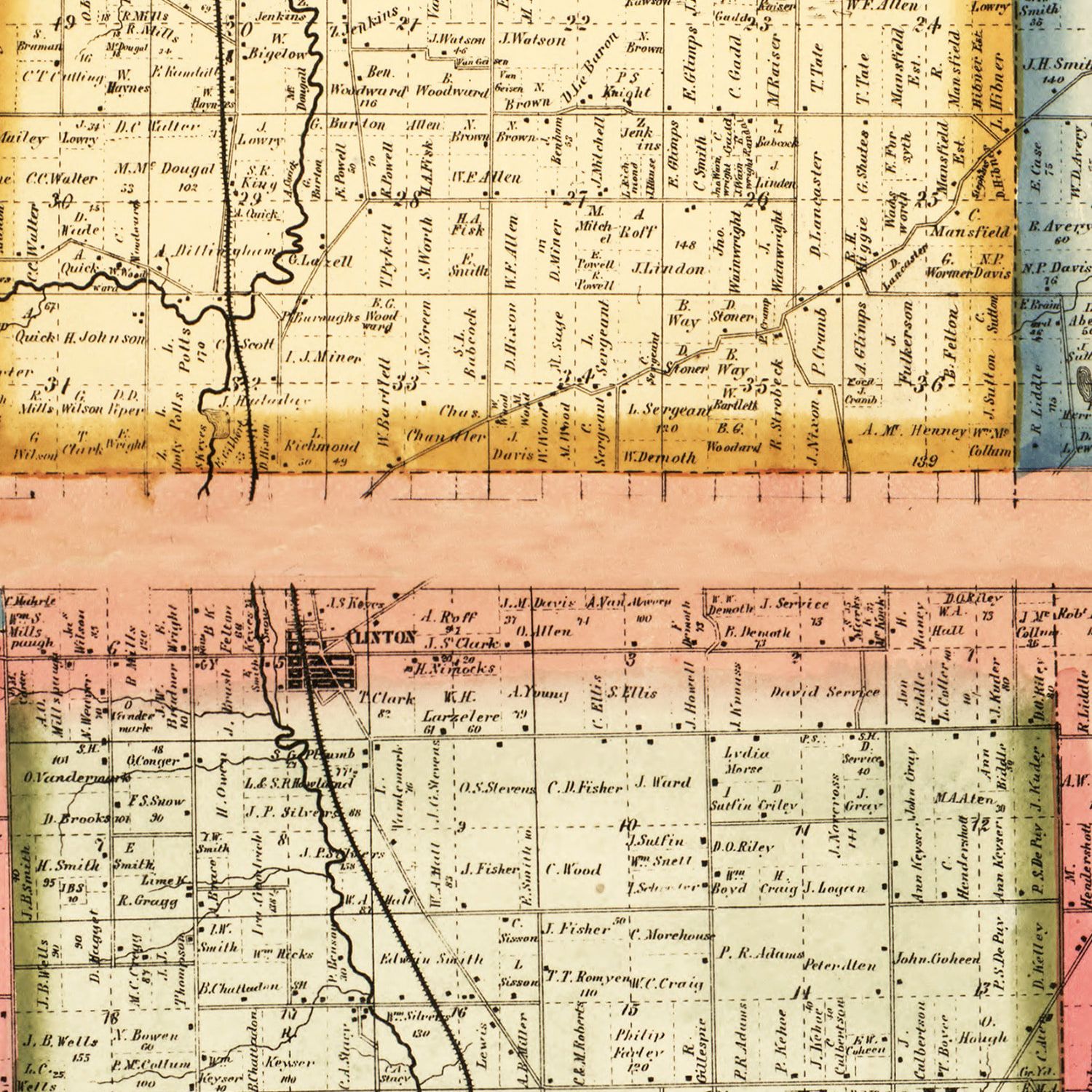 Vintage Map of Lenawee County, Michigan 1864
