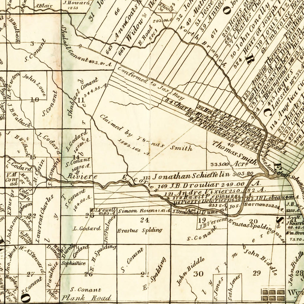 Vintage Map of Wayne County, Michigan 1855