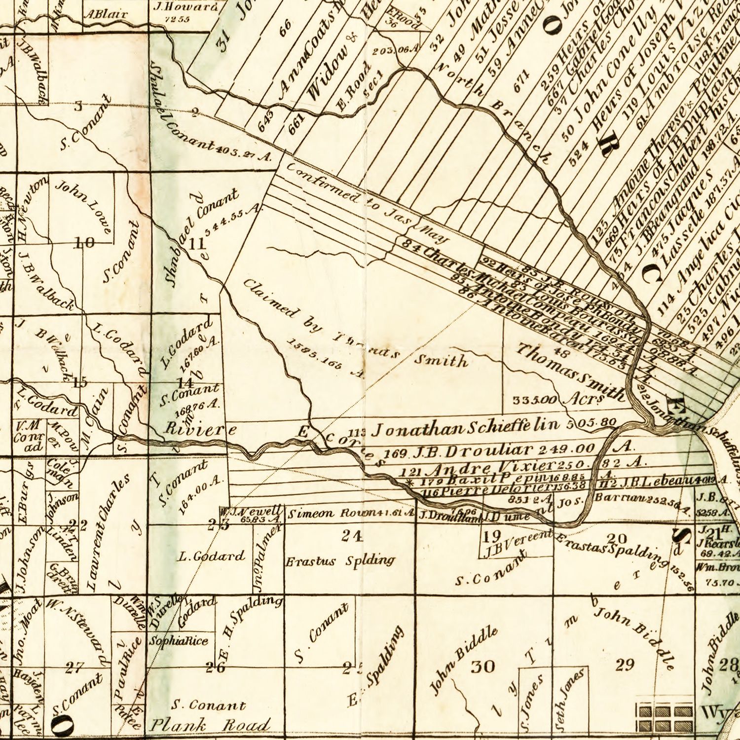 Vintage Map of Wayne County, Michigan 1855