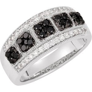 Black Rhodium-Plated 14K White Gold 3/4 CTW Black & White Natural Diamond Ring