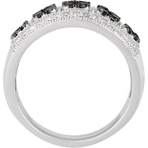 Black Rhodium-Plated 14K White Gold 3/4 CTW Black & White Natural Diamond Ring