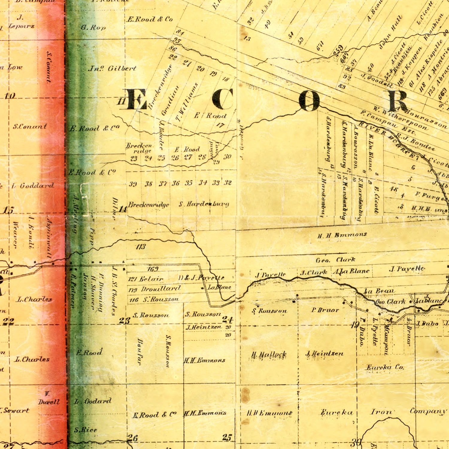 Vintage Map of Wayne County, Michigan 1860
