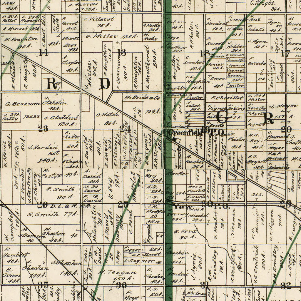 Vintage Map of Wayne County, Michigan 1894