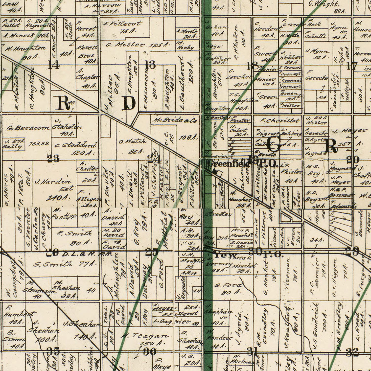 Vintage Map of Wayne County, Michigan 1894